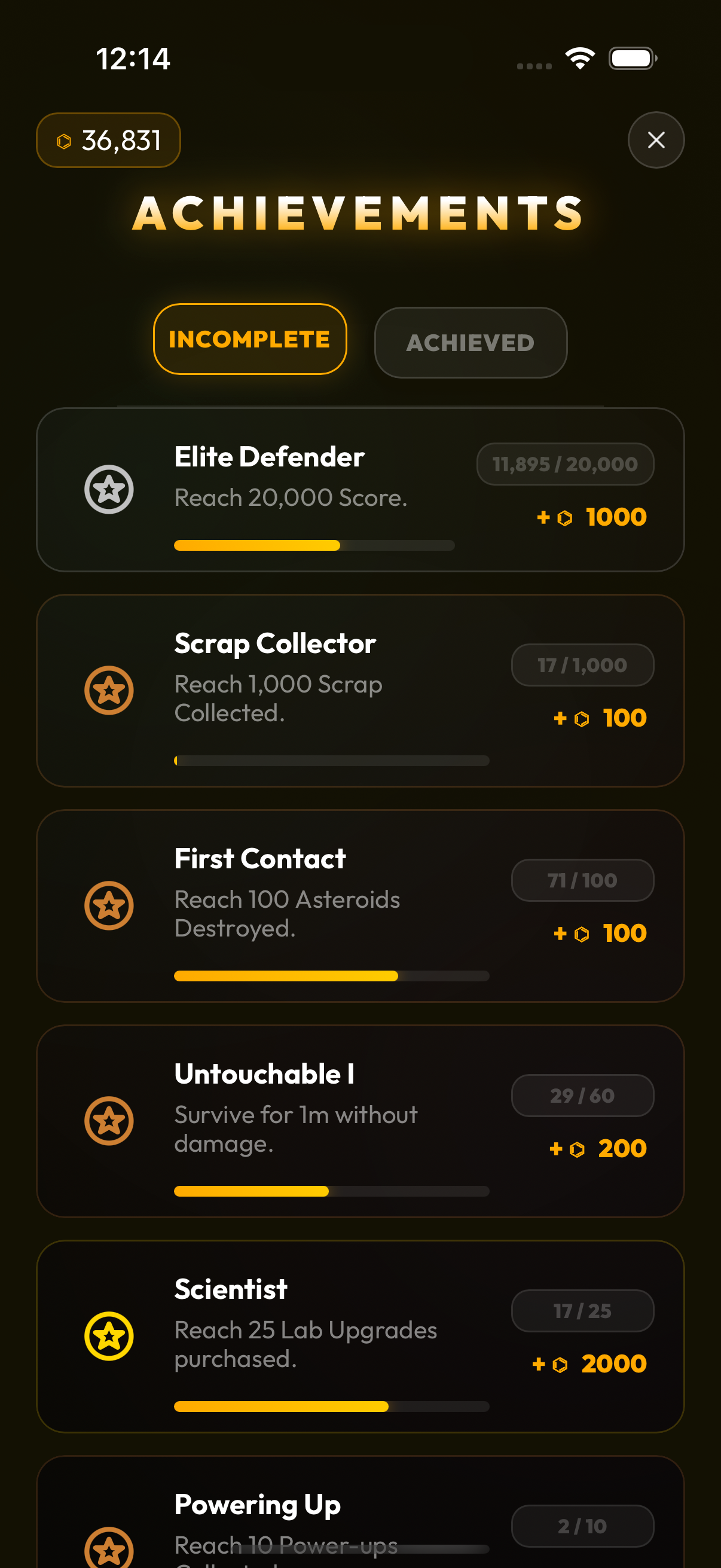 Orbital Defense achievements