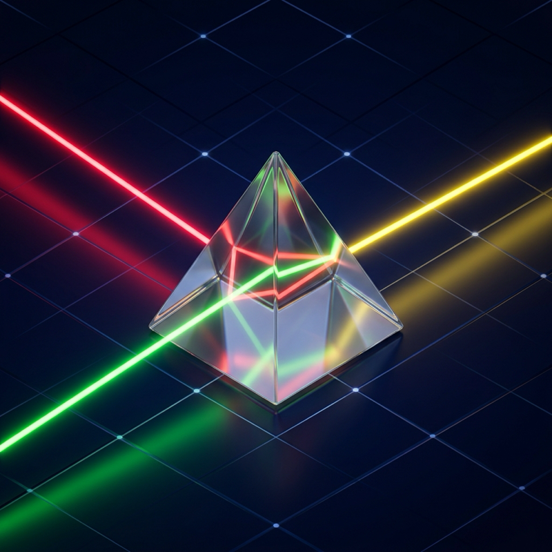 Reflectrum crystal splitting coloured laser beams