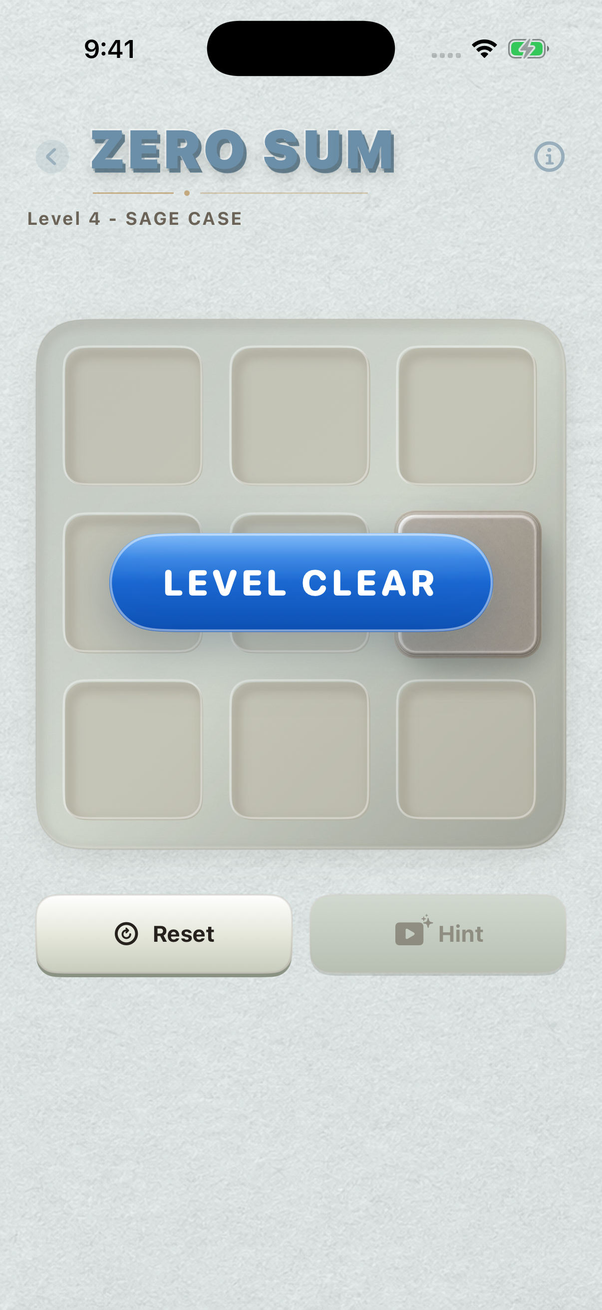 Zero Sum puzzle cleared